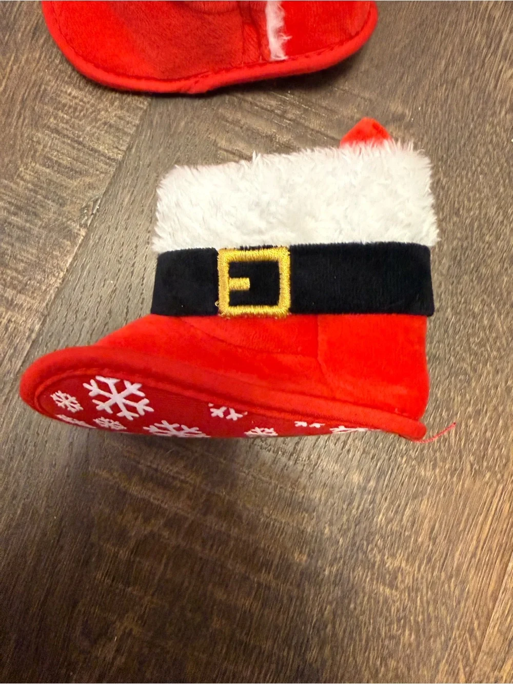 Festive Santa Booties Plush Holiday Slippers - Red & White